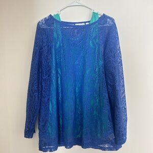 Susan Graver Royal Blue Lace Blouse